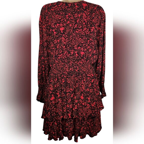 ZARA Dress Mini Short Ruffle Sexy‎ Long Sleeve Black Red Babydoll Whimsygoth S - Picture 12 of 15